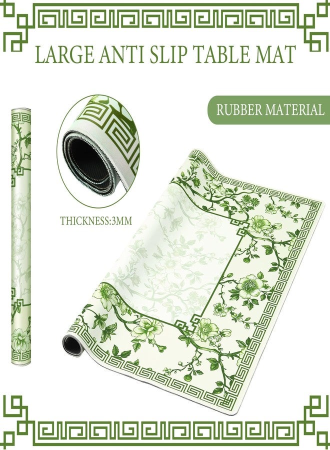Sonwyoung Chinoiserie Mahjong Mat with 1 Carrying Bag 31.5" x 31.5" Green and White Rubber Anti Slip and Noise Reduction Multi Purpose Game Table Cover for Mahjong, Card, Board Tile Games - Image 3